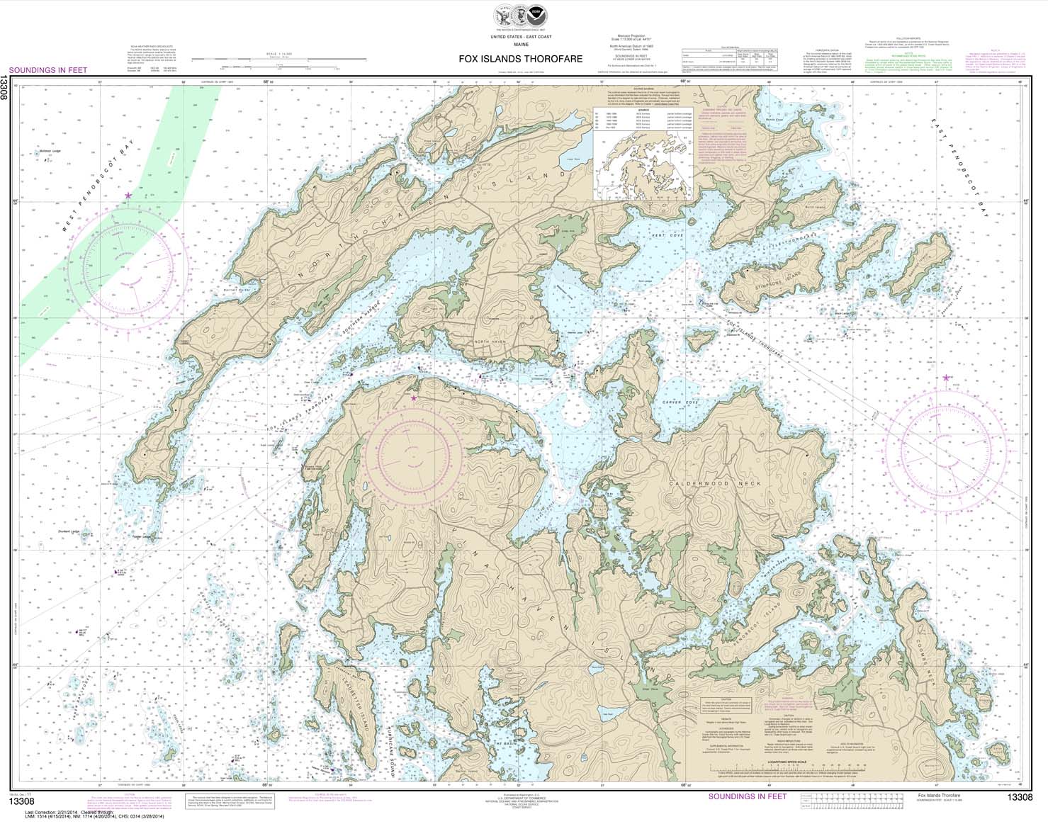 HISTORICAL NOAA Chart 13308: Fox Islands Thorofare