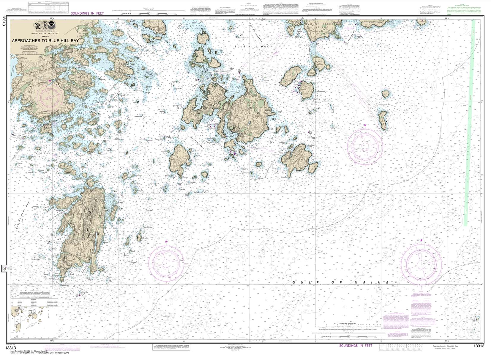 HISTORICAL NOAA Chart 13313: Approaches to Blue Hill Bay