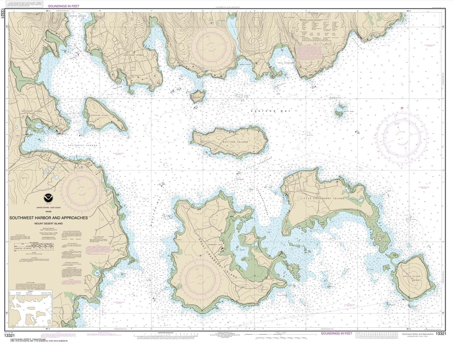 HISTORICAL NOAA Chart 13321: Southwest Harbor and Approaches