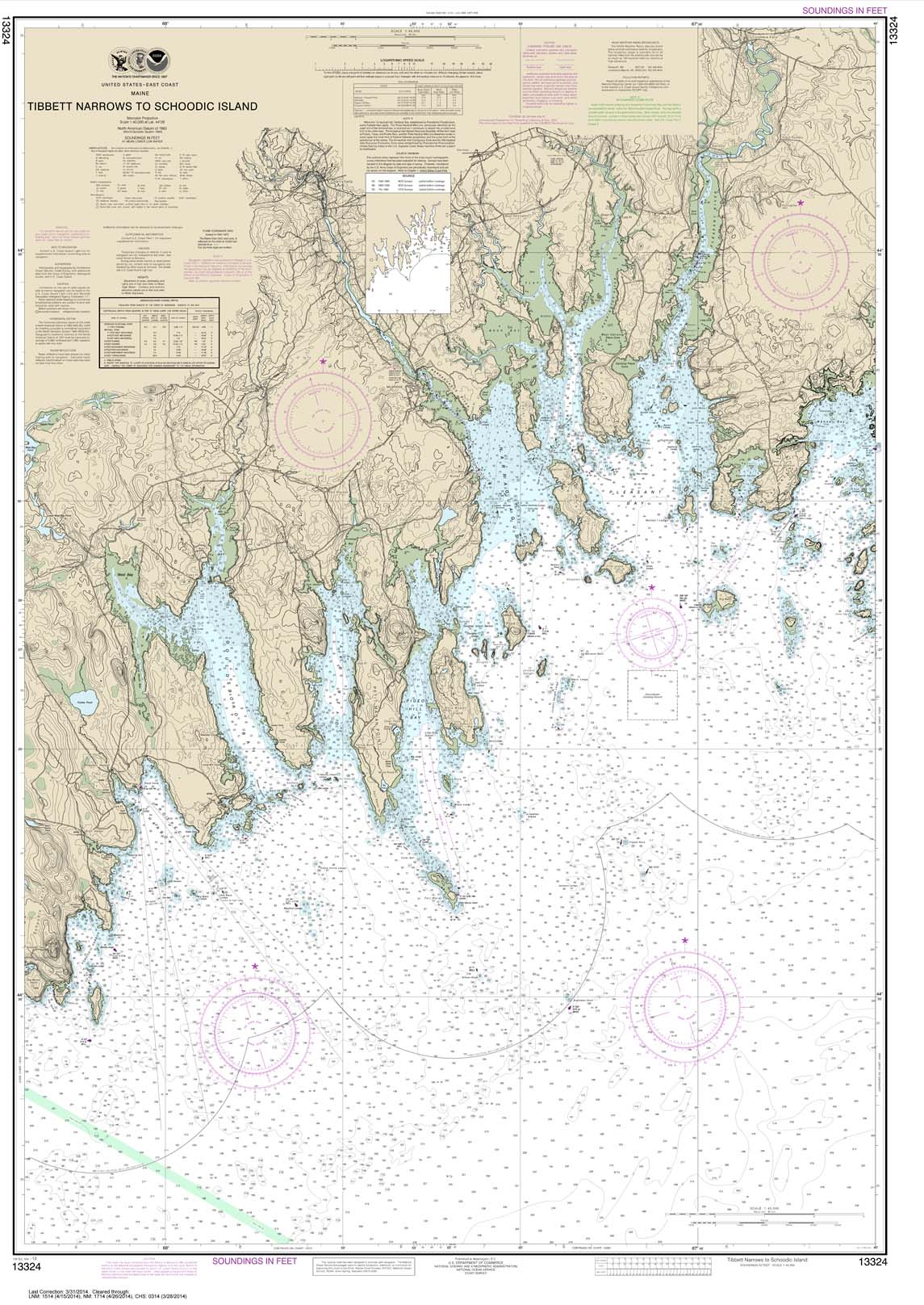 HISTORICAL NOAA Chart 13324: Tibbett Narrows to Schoodic Island