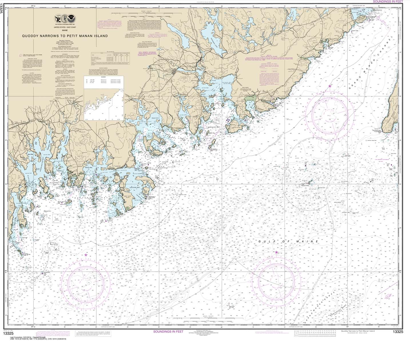 HISTORICAL NOAA Chart 13325: Quoddy Narrows to Petit Manan lsland