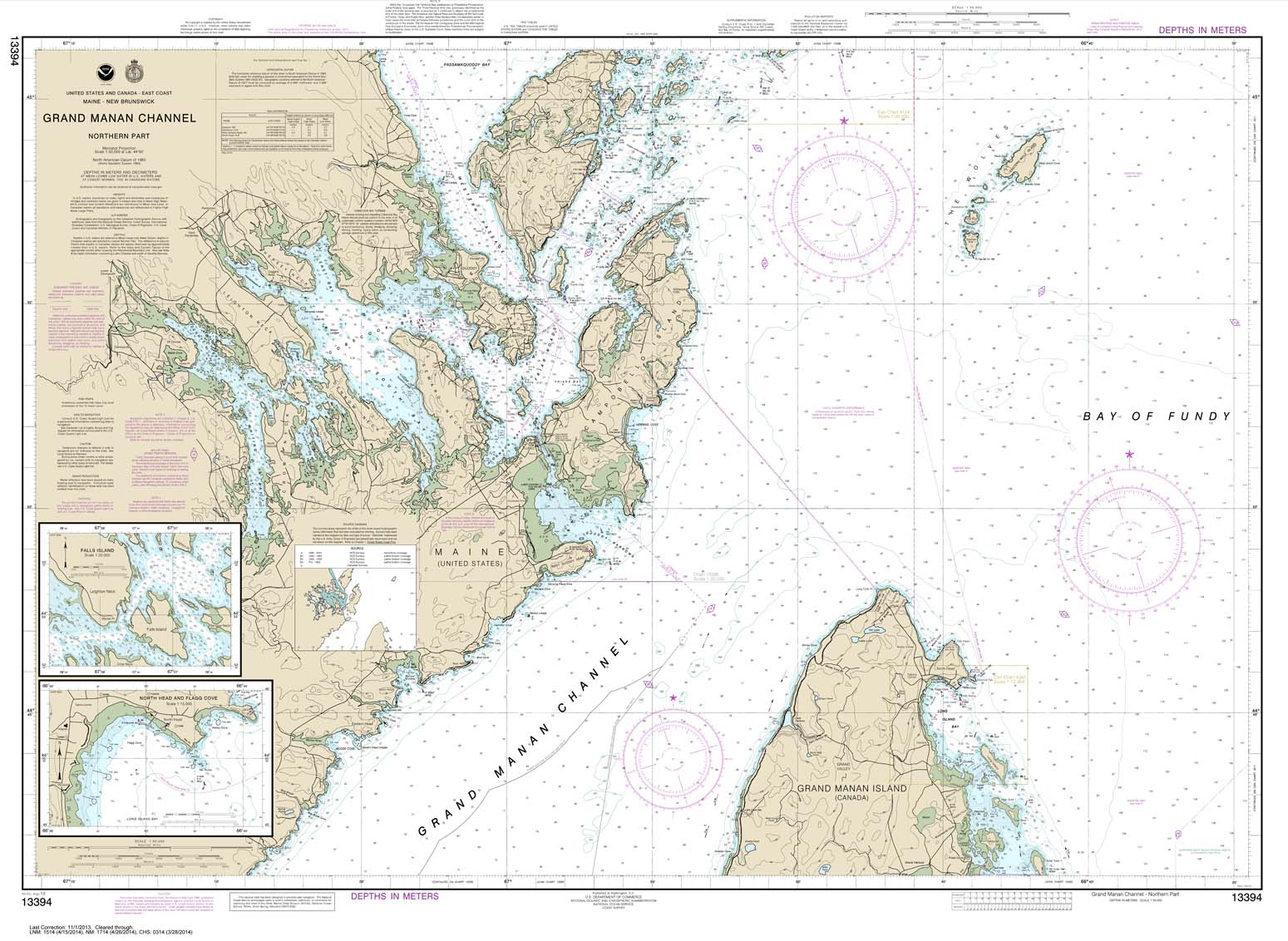 HISTORICAL NOAA Chart 13394: Grand Manan Channel Northern Part; North Head and Flagg Cove