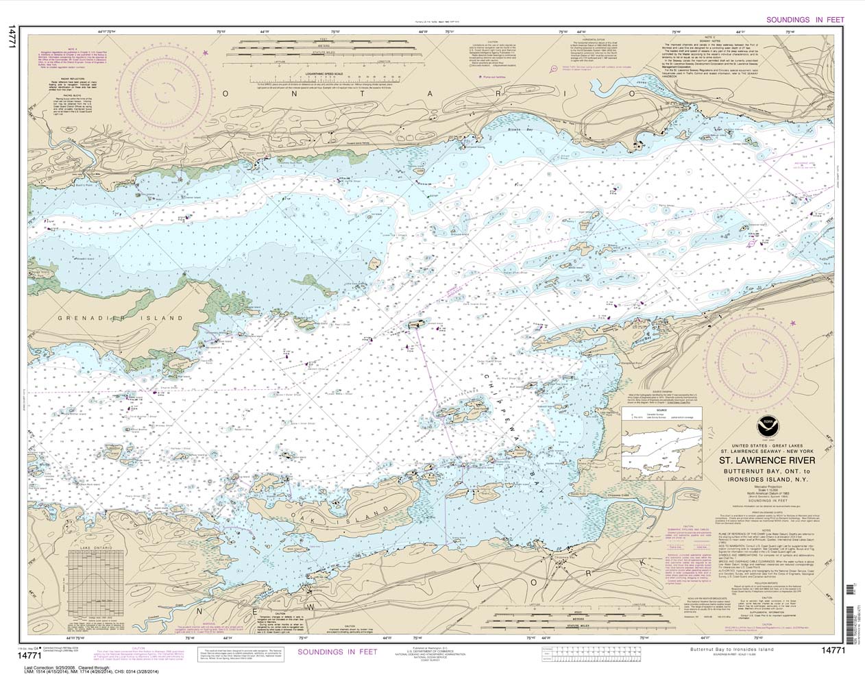 HISTORICAL NOAA Chart 14771: Butternut Bay: Ont.: to Ironsides l.: N.Y.