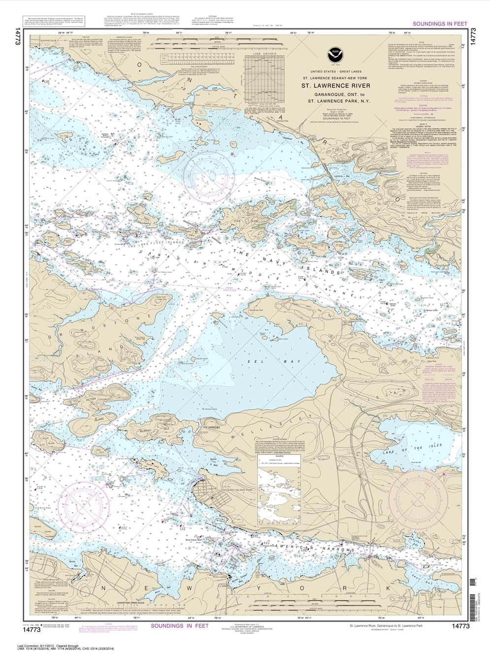 HISTORICAL NOAA Chart 14773: Gananoque: Ont.: to St. Lawrence Park. N.Y.