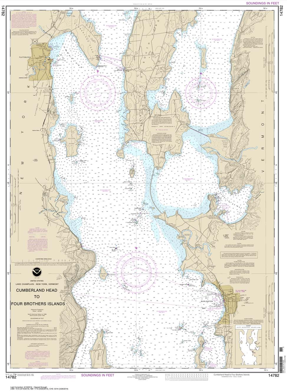 HISTORICAL NOAA Chart 14782: Cumberland Head to Four Brothers Islands