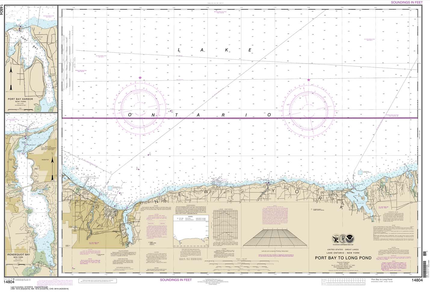 HISTORICAL NOAA Chart 14804: Port Bay to Long Pond;Port Bay Harbor;Irondequoit Bay