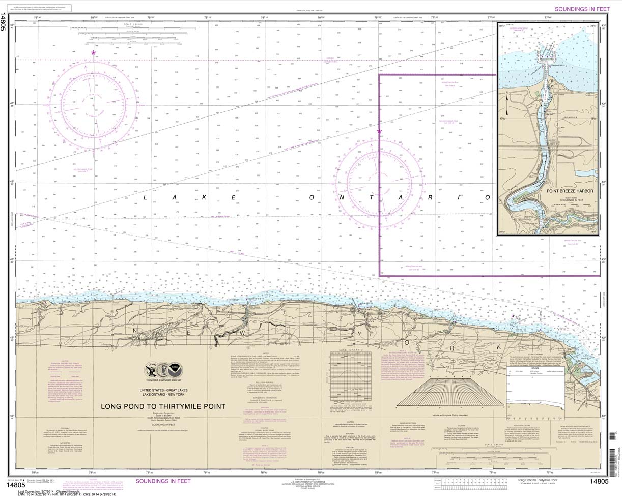 HISTORICAL NOAA Chart 14805: Long Pond to Thirtymile Point;Point Breeze Harbor