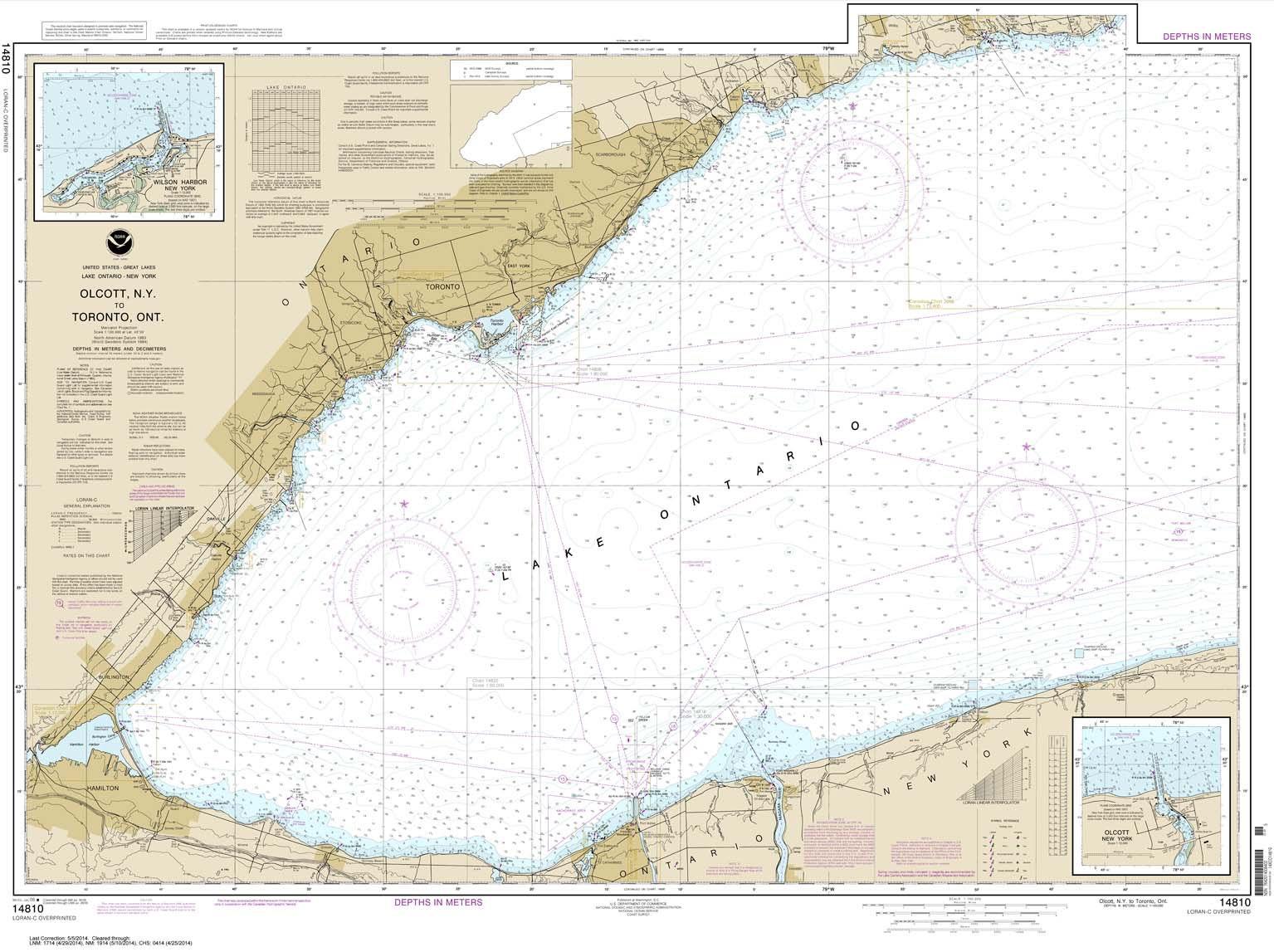 HISTORICAL NOAA Chart 14810: Olcott Harbor to Toronto; Olcott and Wilson Harbors