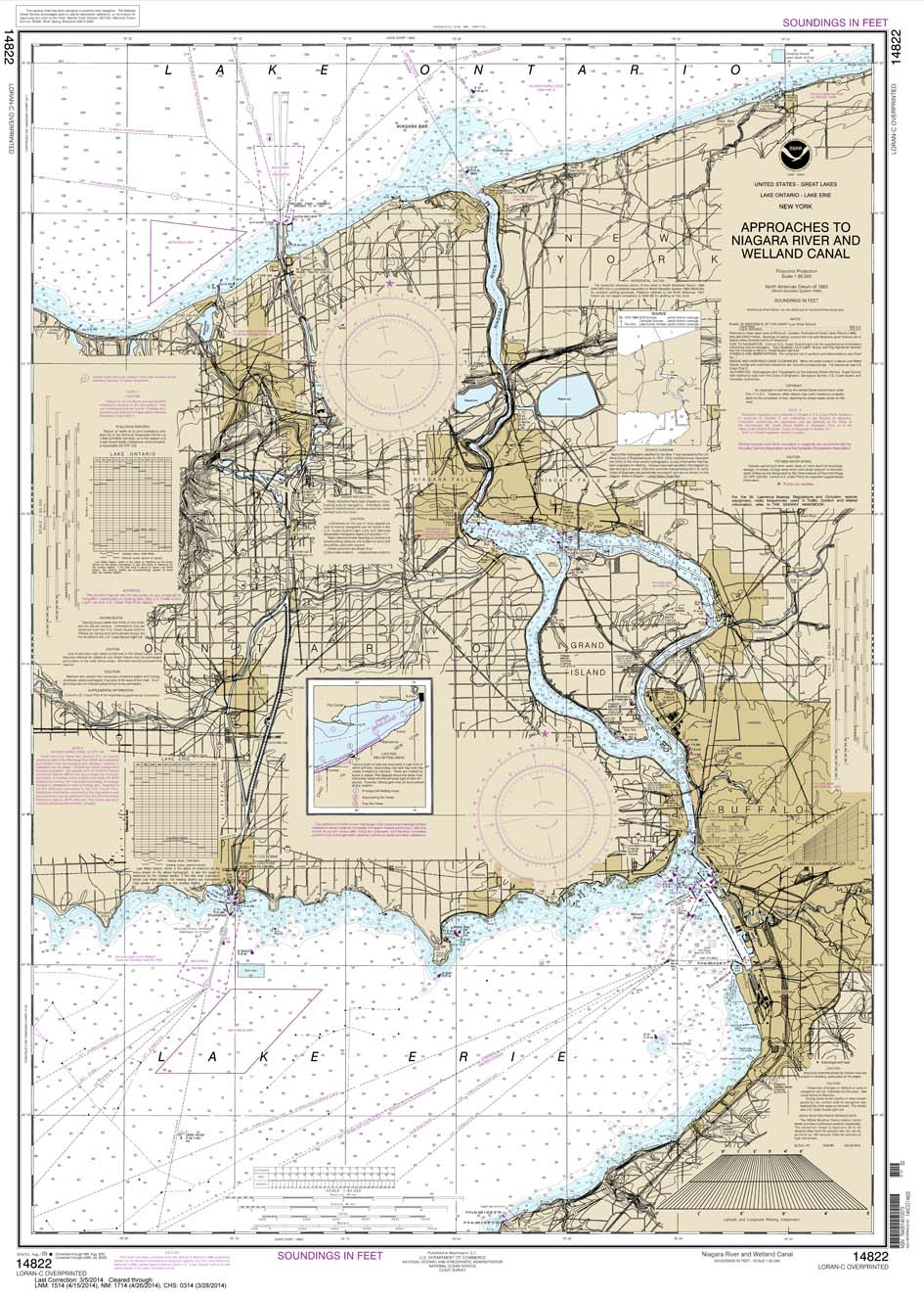 HISTORICAL NOAA Chart 14822: Approaches to Niagara River and Welland Canal
