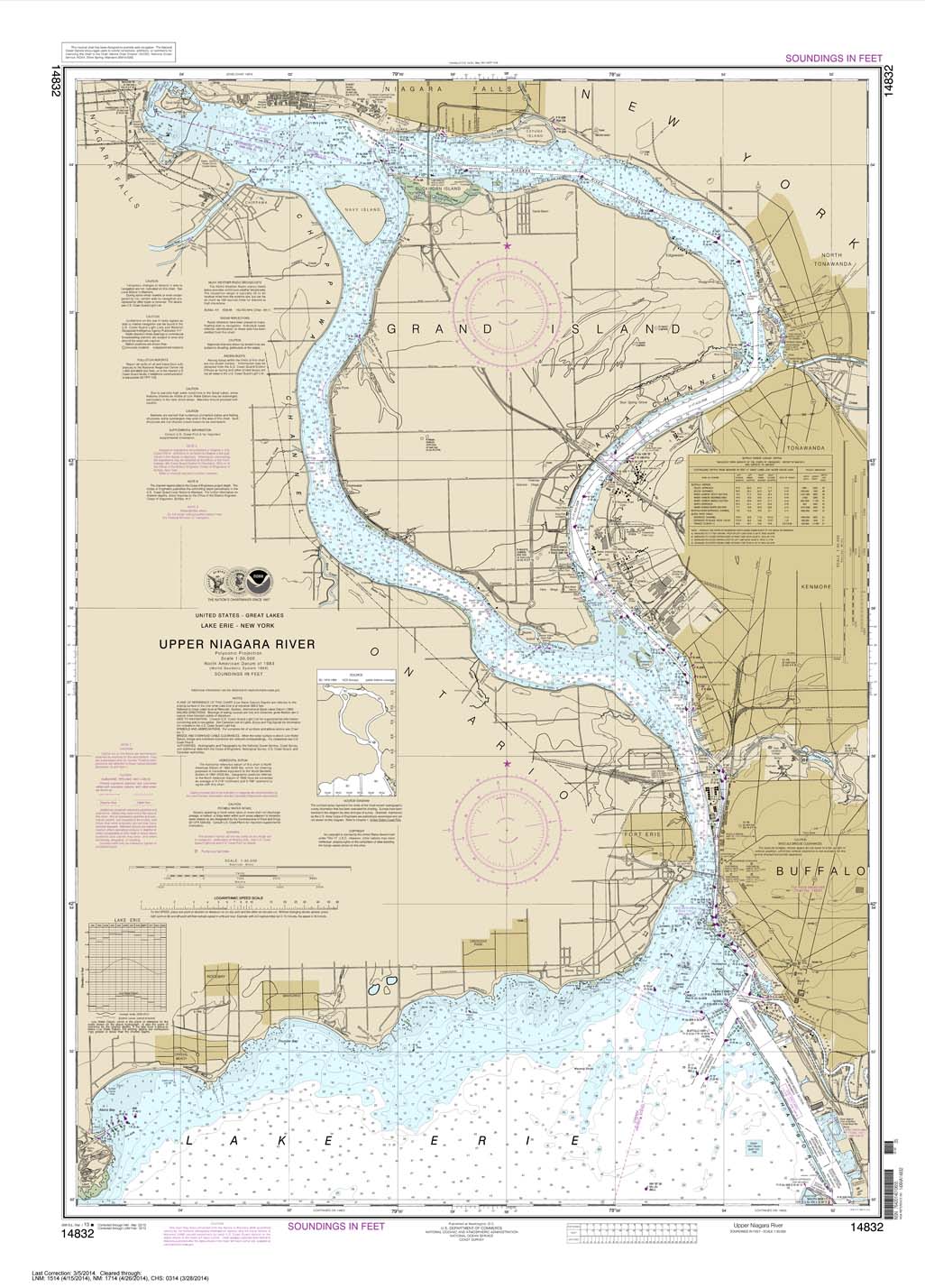 HISTORICAL NOAA Chart 14832: Niagara Falls to Buffalo