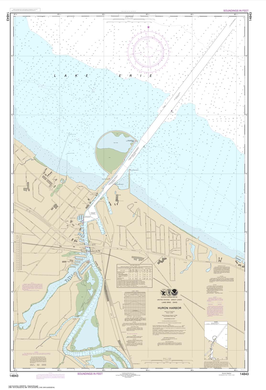 HISTORICAL NOAA Chart 14843: Huron Harbor