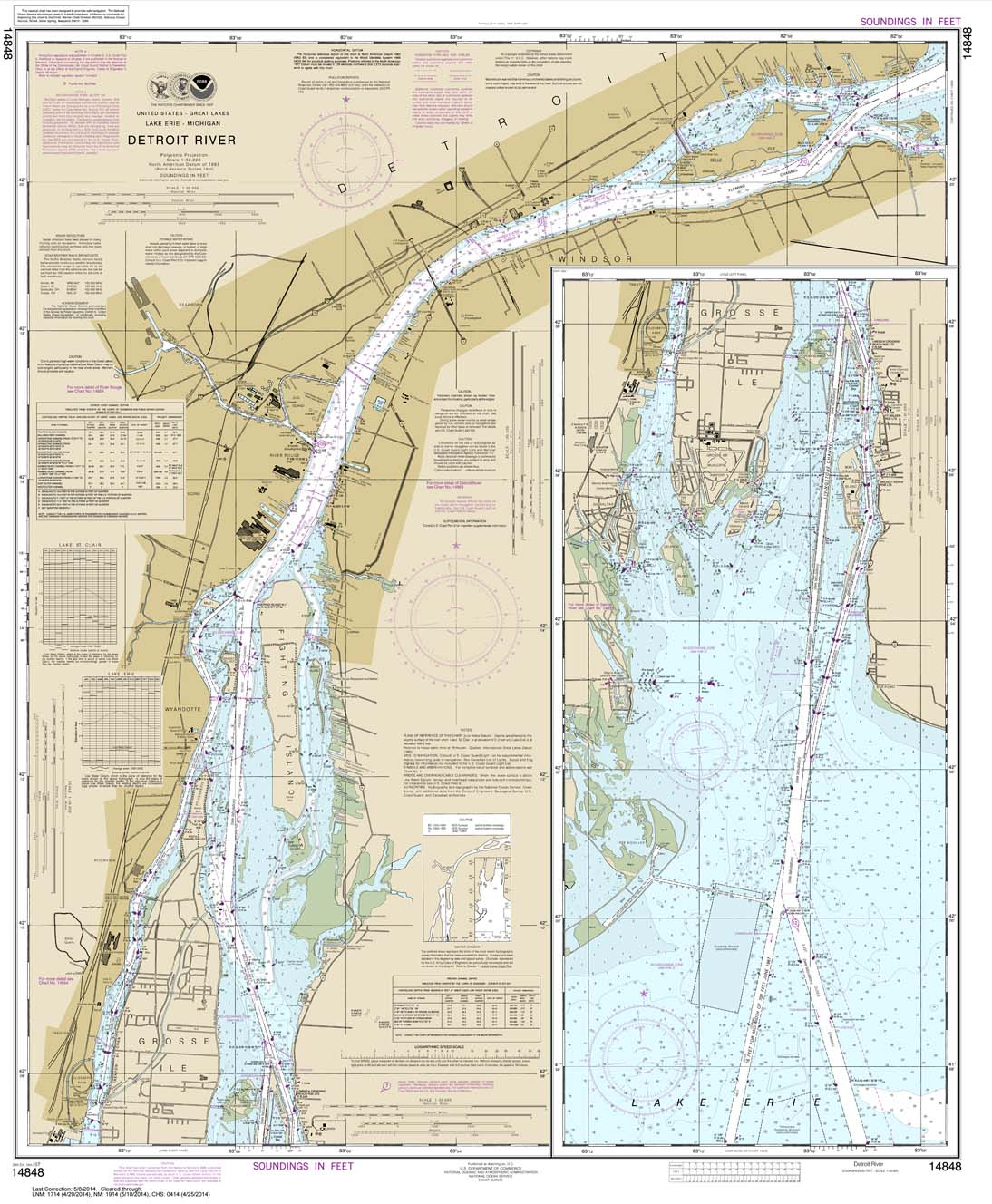 HISTORICAL NOAA Chart 14848: Detroit River