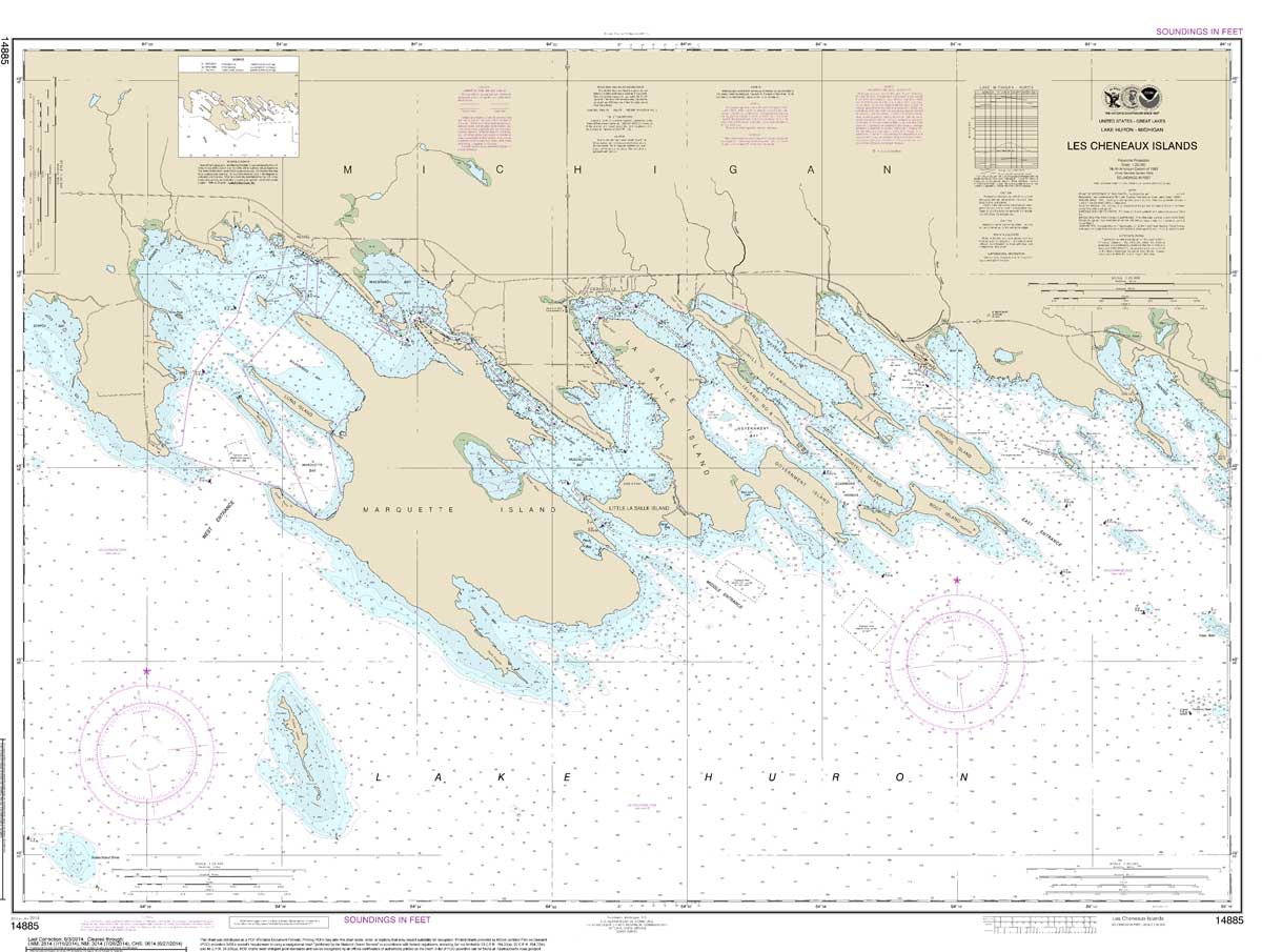 HISTORICAL NOAA Chart 14885: Les Cheneaux Islands