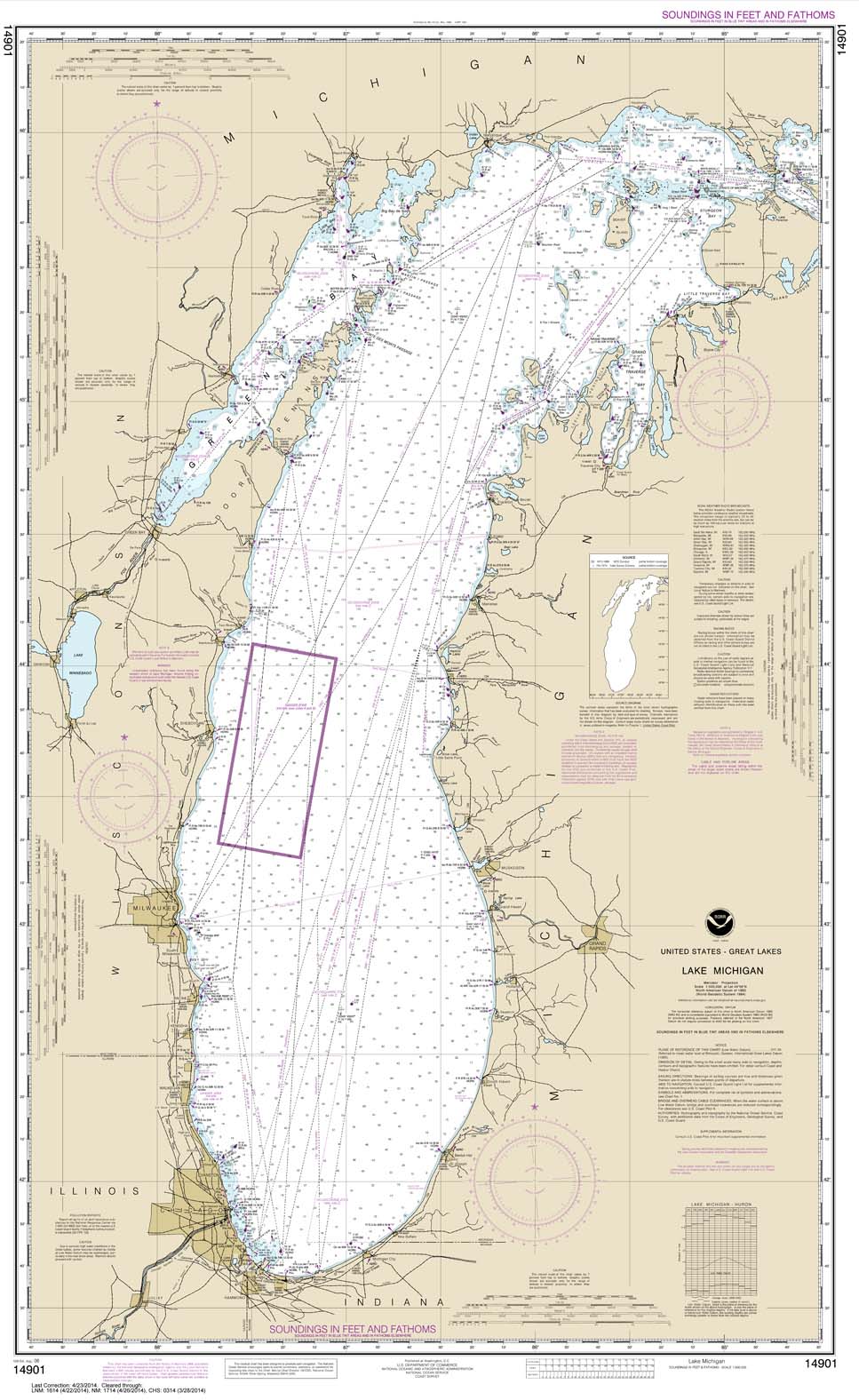 HISTORICAL NOAA Chart 14901: Lake Michigan (Mercator Projection)