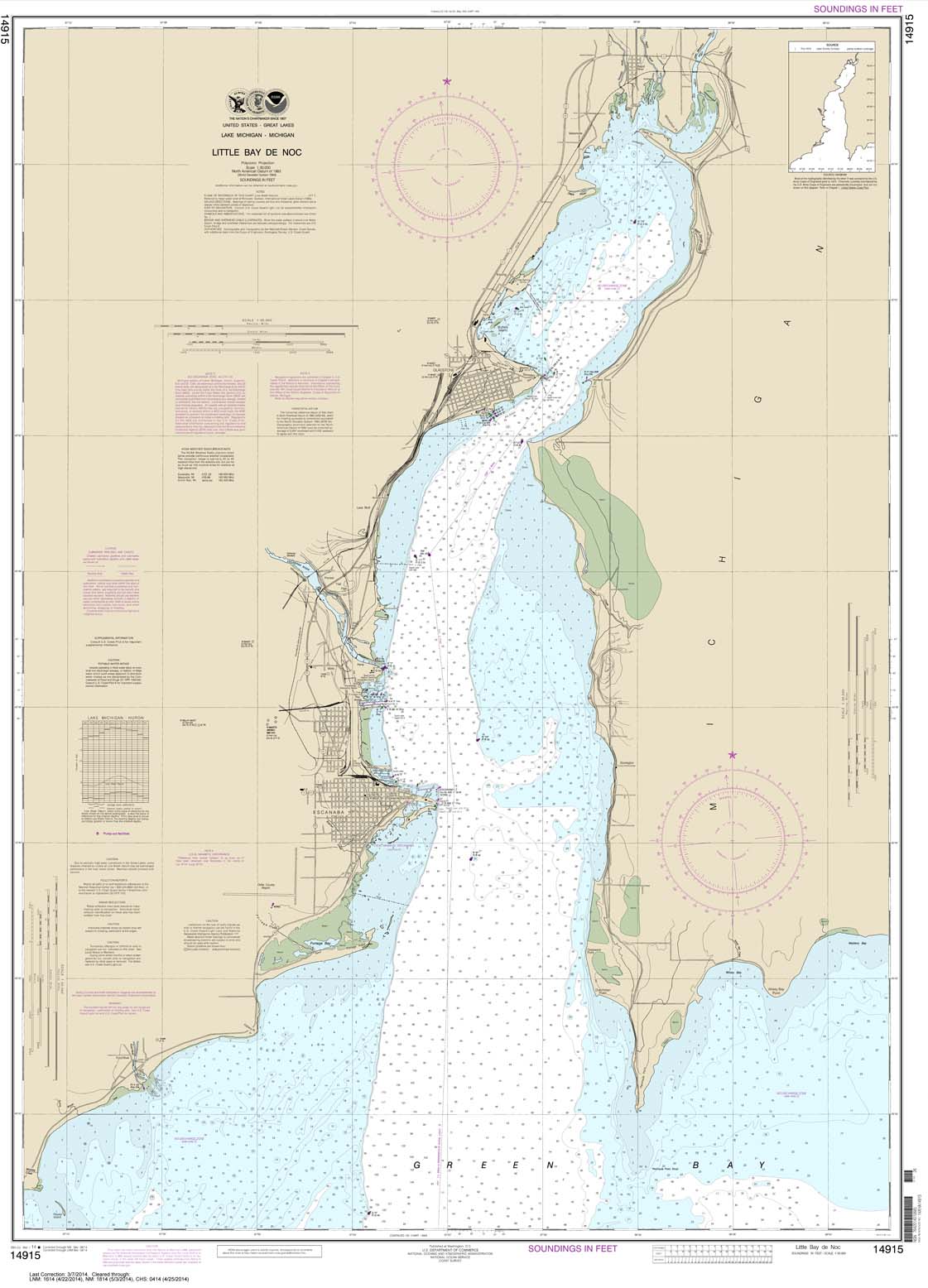 HISTORICAL NOAA Chart 14915: Little Bay de Noc