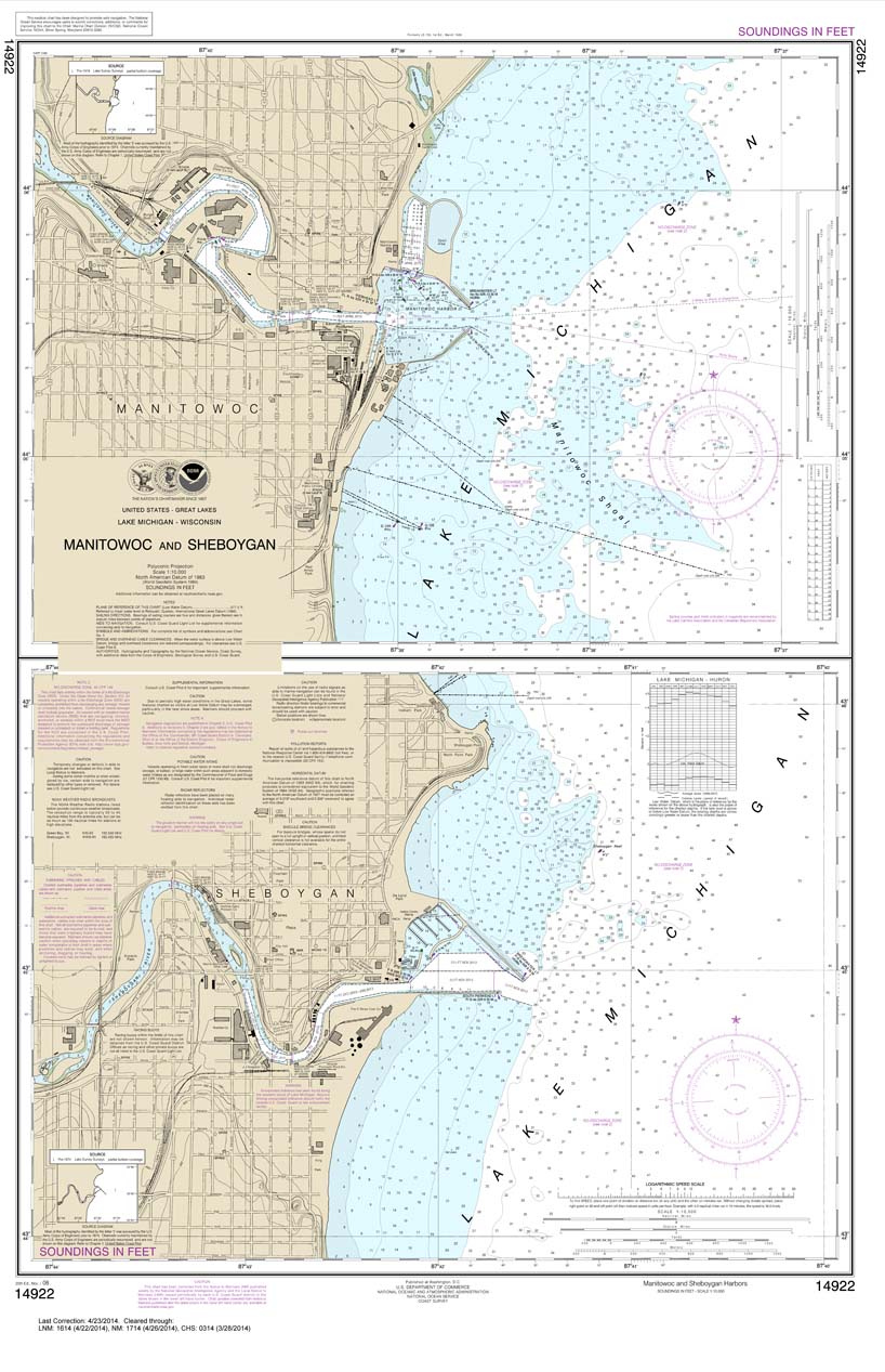 HISTORICAL NOAA Chart 14922: Manitowoc and Sheboygan