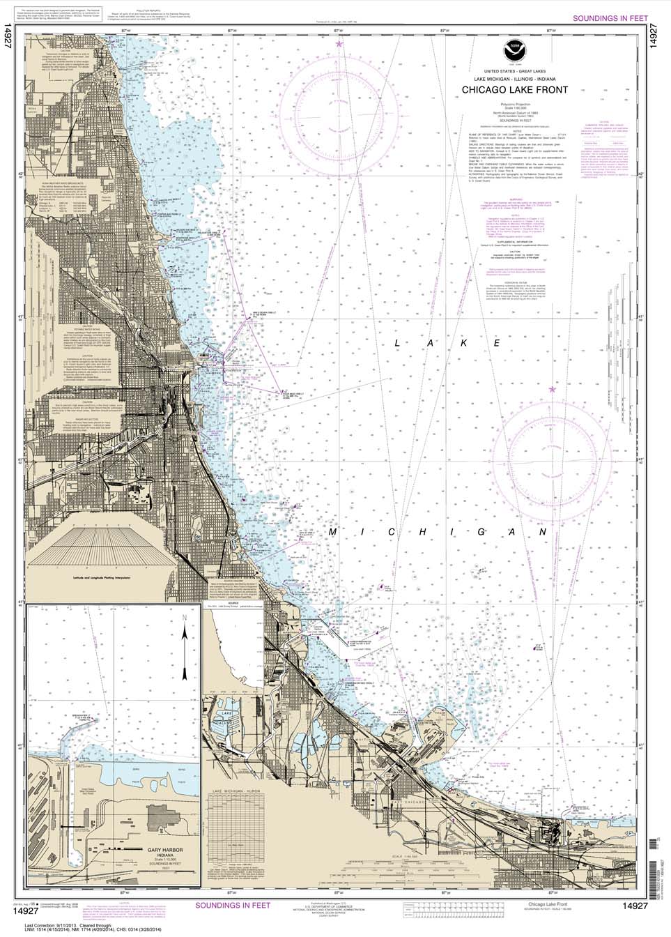 HISTORICAL NOAA Chart 14927: Chicago Lake Front;Gary Harbor