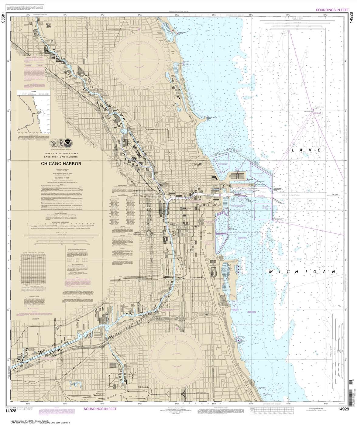 HISTORICAL NOAA Chart 14928: Chicago Harbor