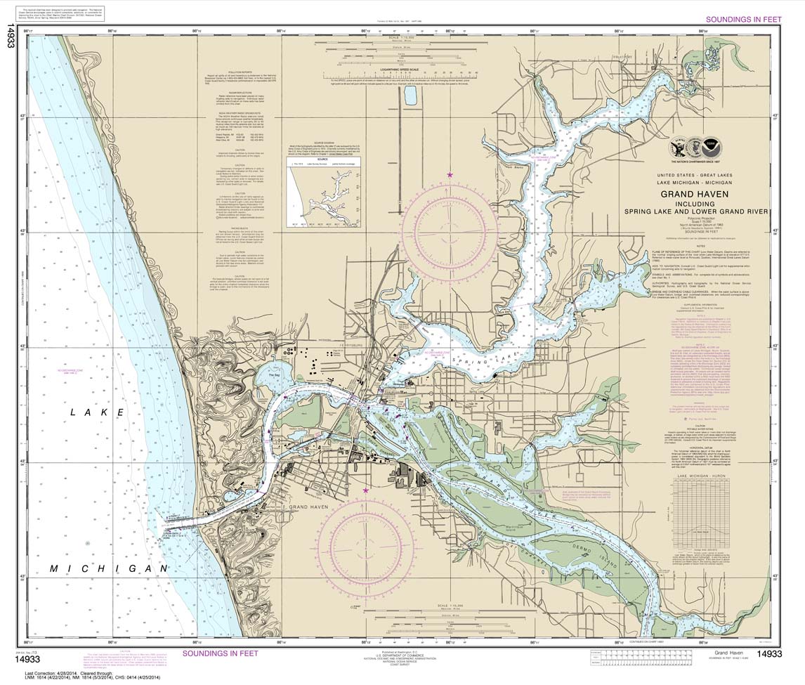 HISTORICAL NOAA Chart 14933: Grand Haven: including Spring Lake and Lower Grand River