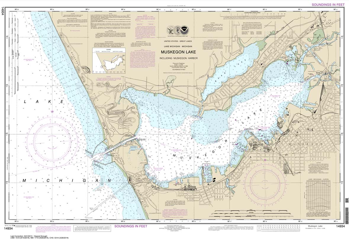 HISTORICAL NOAA Chart 14934: Muskegon Lake and Muskegon Harbor