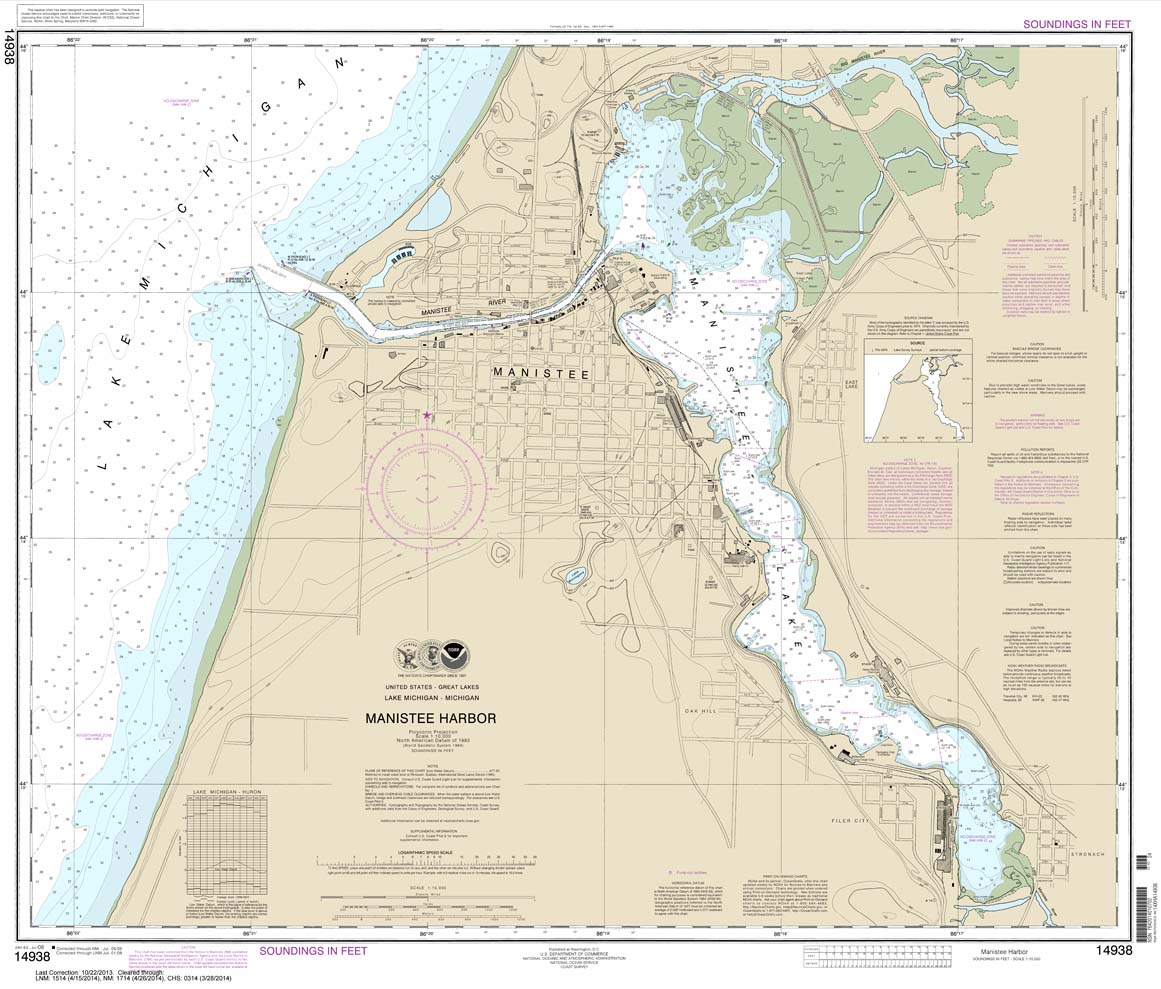 HISTORICAL NOAA Chart 14938: Manistee Harbor and Manistee Lake