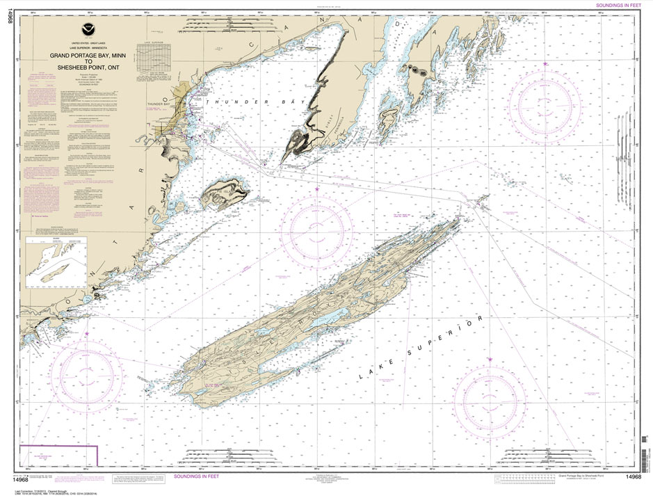 HISTORICAL NOAA Chart 14968: Grand Portage Bay: Minn. to Shesbeeb Point: Ont.