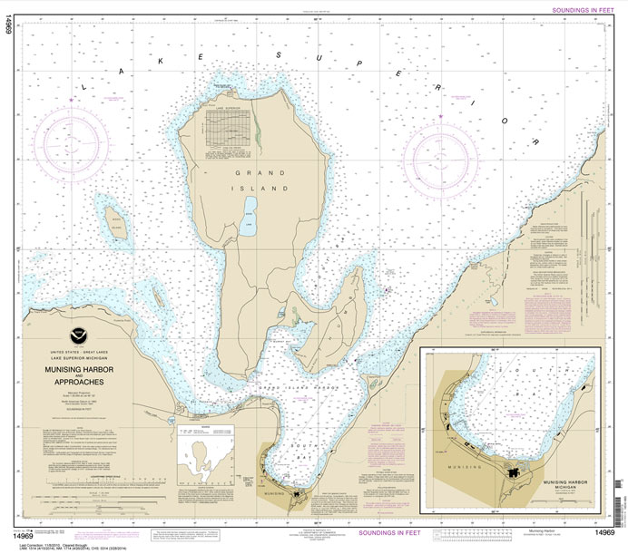 HISTORICAL NOAA Chart 14969: Munising Harbor and Approaches;Munising Harbor