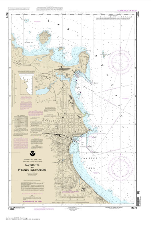 HISTORICAL NOAA Chart 14970: Marquette and Presque Isle Harbors