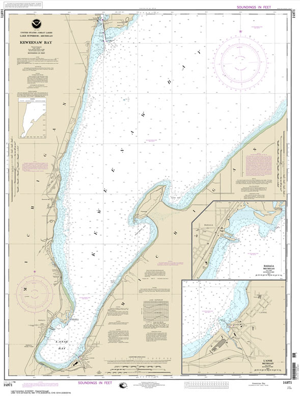 HISTORICAL NOAA Chart 14971: Keweenaw Bay;L'Anse and Baraga Harbors