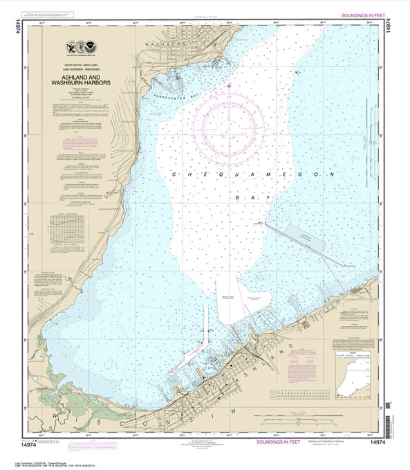 HISTORICAL NOAA Chart 14974: Ashland and Washburn harbors