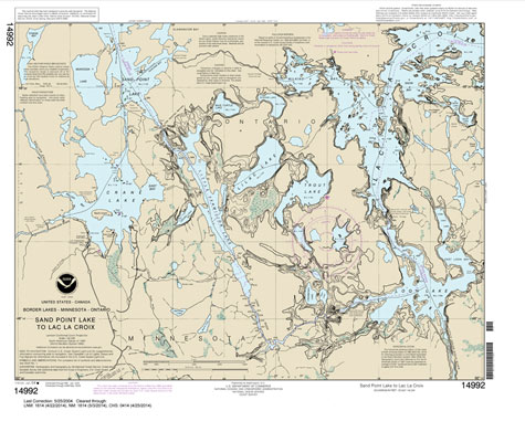 NOAA Chart 14992: Sand Point Lake to Lac la Croix: including Crane Lake and Little Vermilon Lake