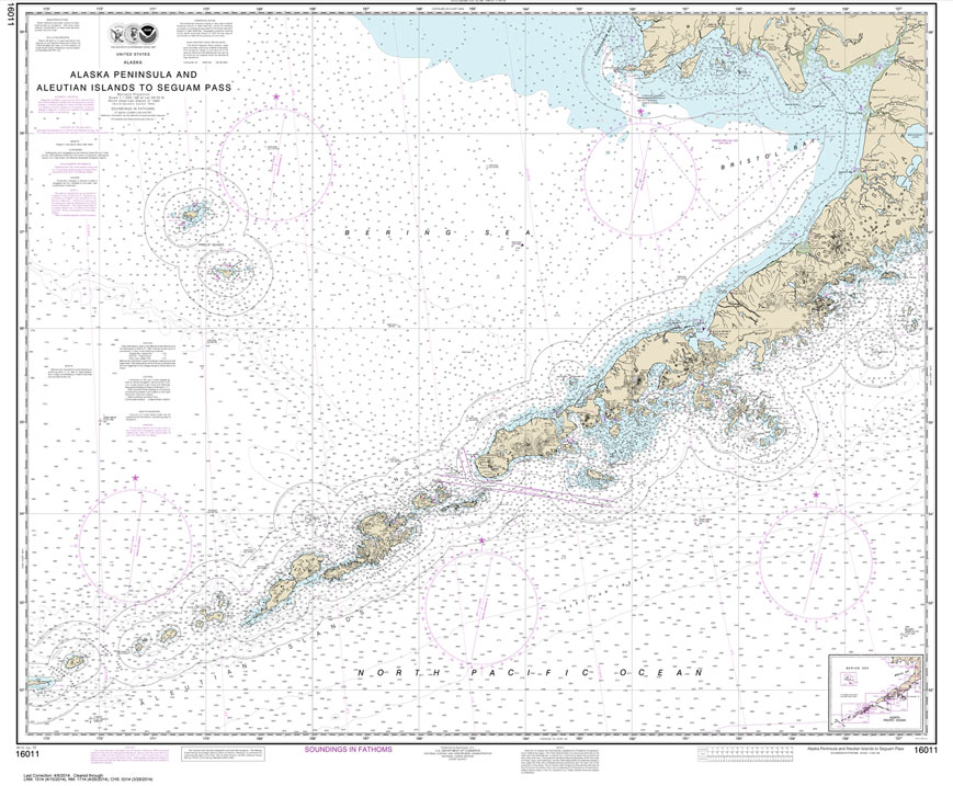 NOAA Chart 16011: Alaska Peninsula and Aleutian Islands to Seguam Pass