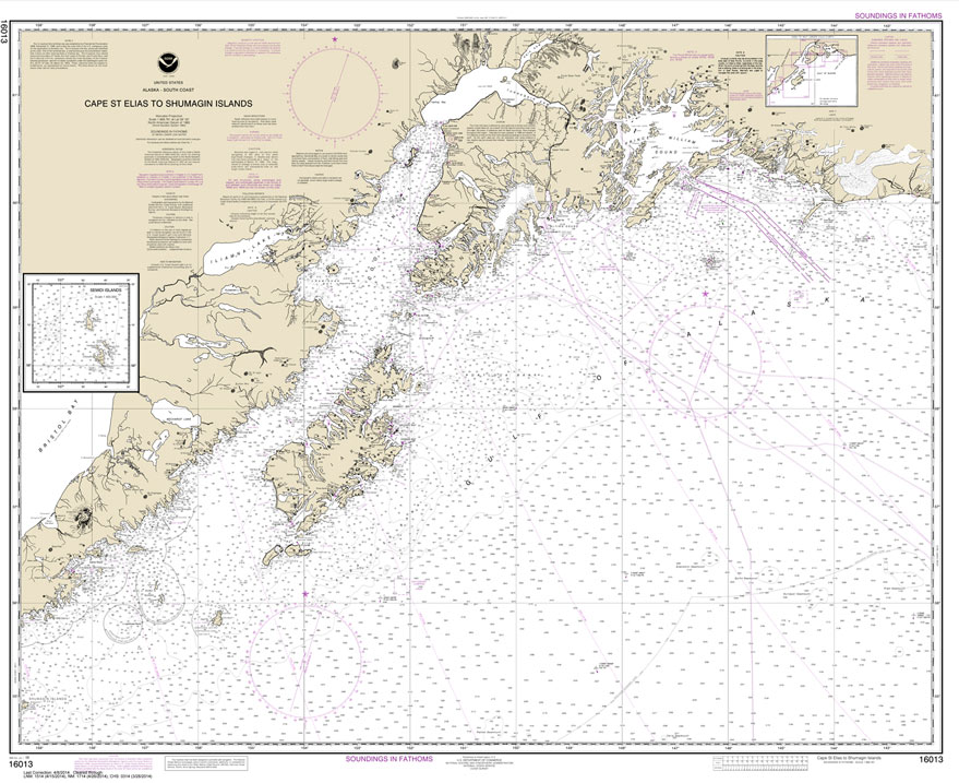 HISTORICAL NOAA Chart 16013: Cape St. Elias to Shumagin Islands;Semidi Islands