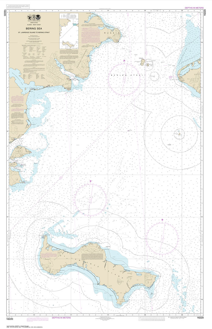 NOAA Chart 16220: Bering Sea St. Lawrence Island to Bering Strait