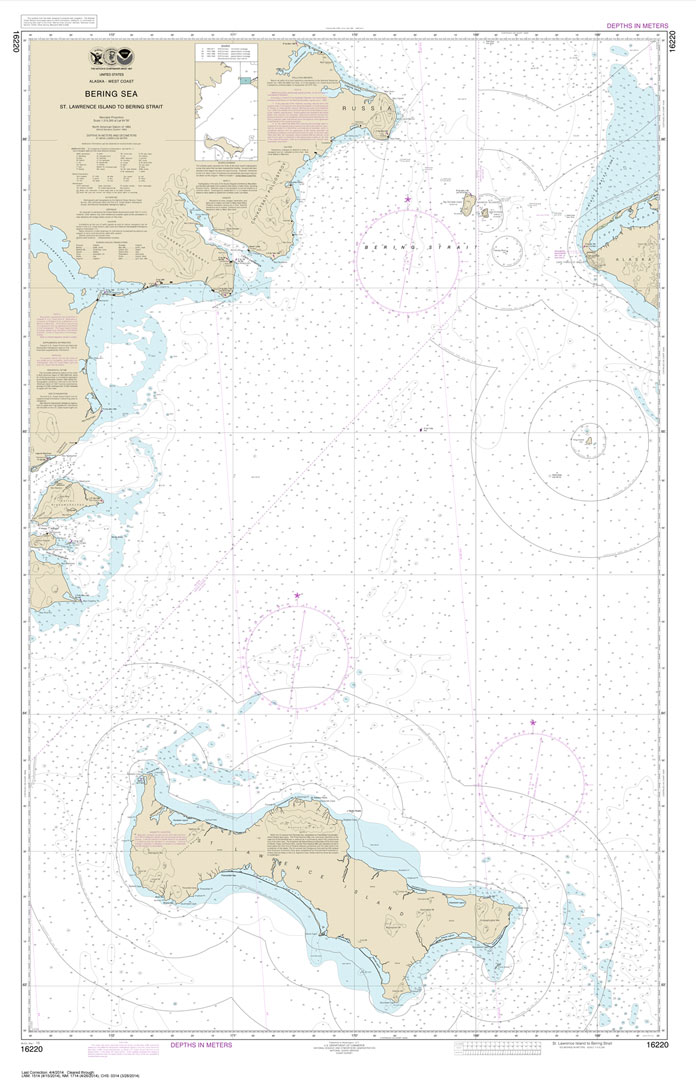 HISTORICAL NOAA Chart 16220: Bering Sea St. Lawrence Island to Bering Strait
