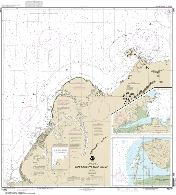 NOAA Chart 16240: Cape Ramonzof to St. Michael;St. Michael Bay;Approaches to Cape Ramanzof