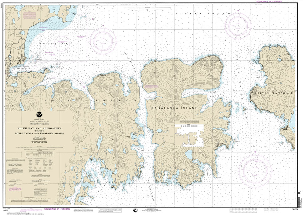 HISTORICAL NOAA Chart 16475: Kuluk Bay and approaches: including Little Tanaga and Kagalaska Strs.