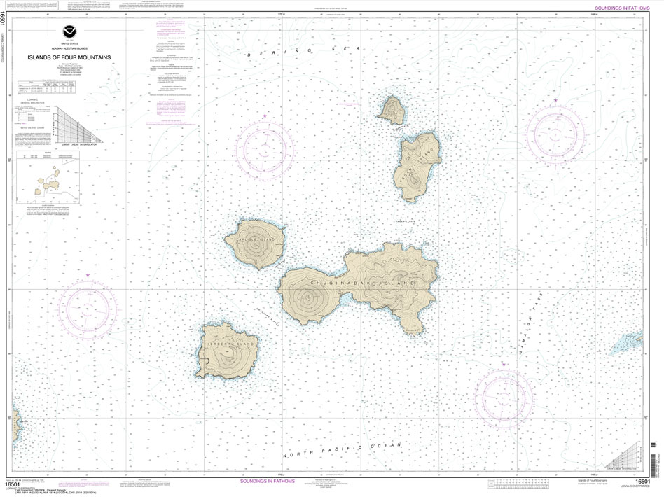 HISTORICAL NOAA Chart 16501: Islands of Four Mountains