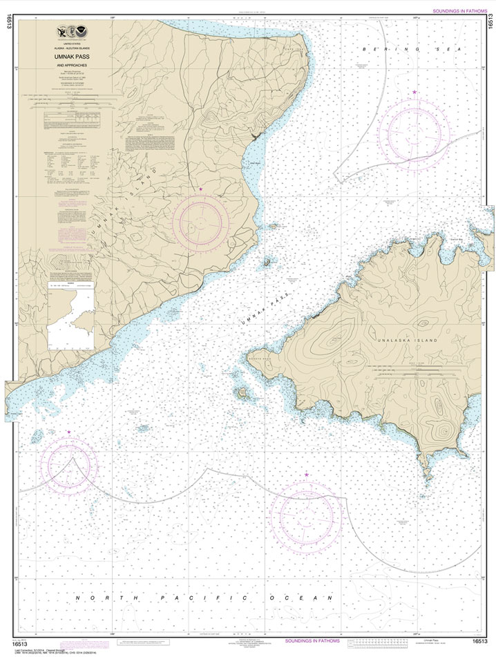 HISTORICAL NOAA Chart 16513: Unalaska Island Umnak Pass and approaches