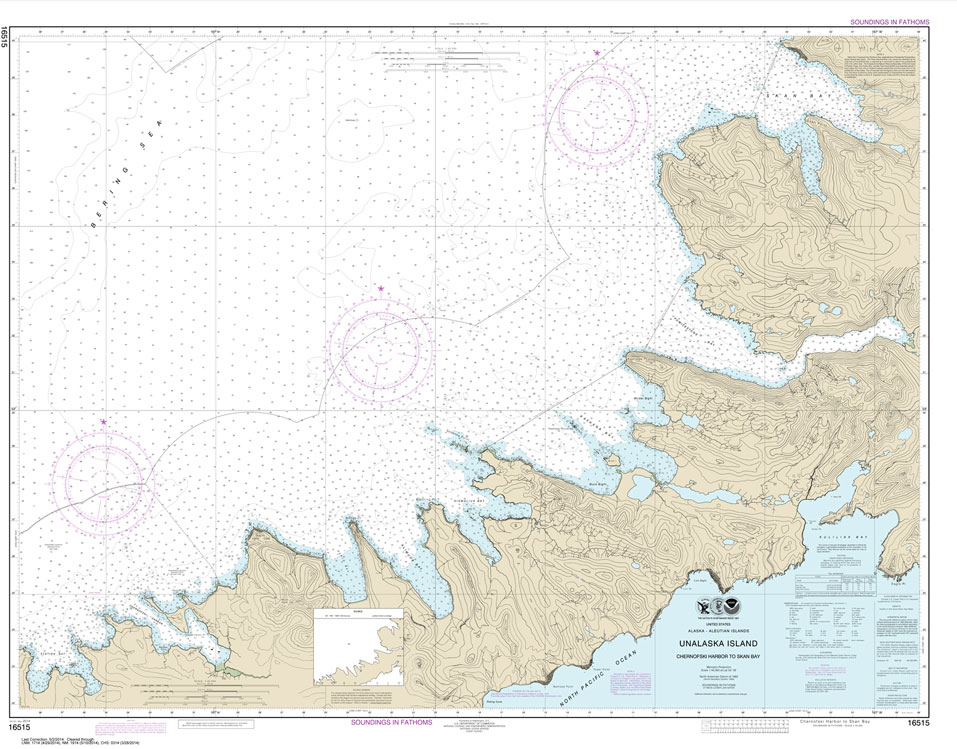 HISTORICAL NOAA Chart 16515: Chernofski Harbor to Skan Bay