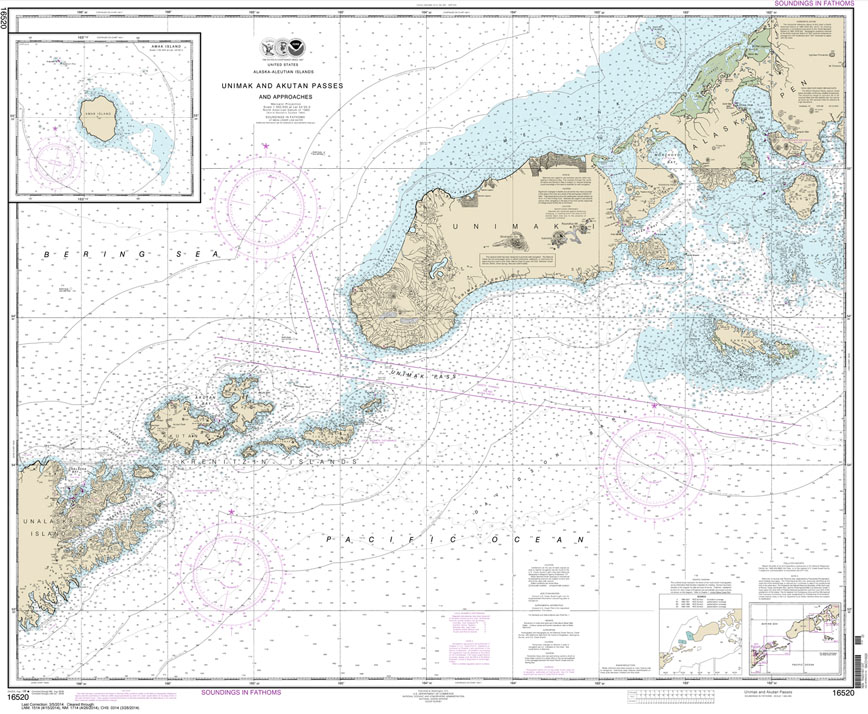 HISTORICAL NOAA Chart 16520: Unimak and Akutan Passes and approaches;Amak Island