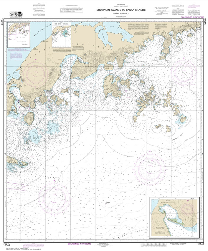 HISTORICAL NOAA Chart 16540: Shumagin Islands to Sanak Islands;Mist Harbor