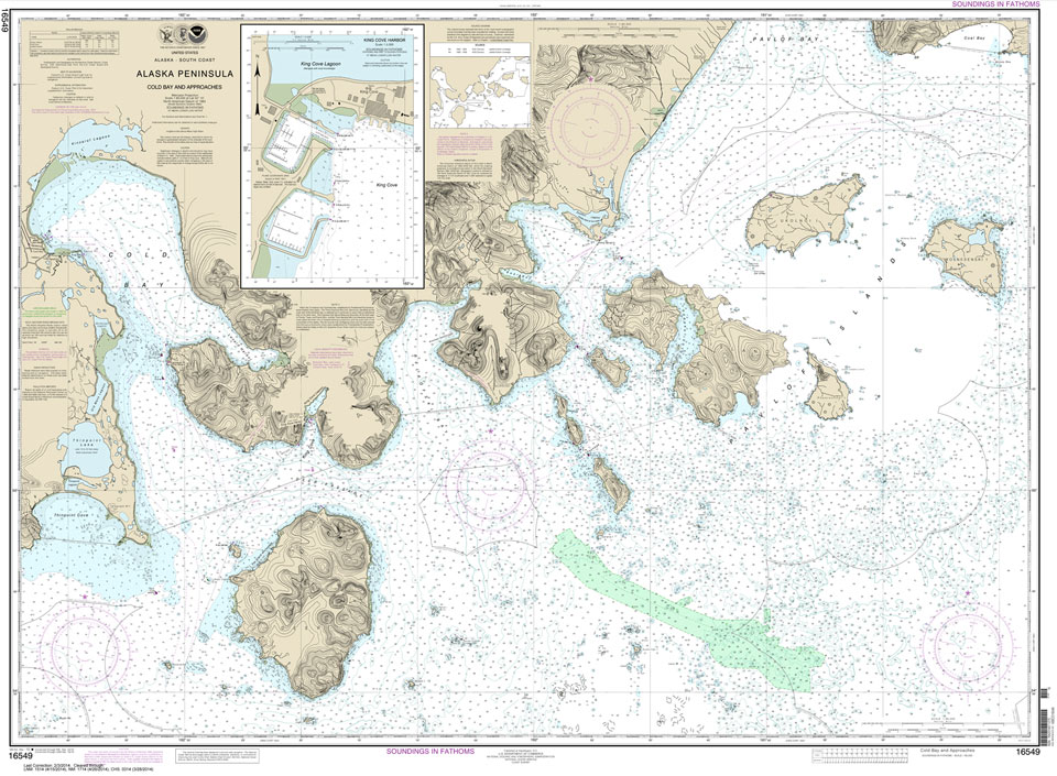 HISTORICAL NOAA Chart 16549: Cold Bay and approaches: Alaska Pen.;King Cove Harbor