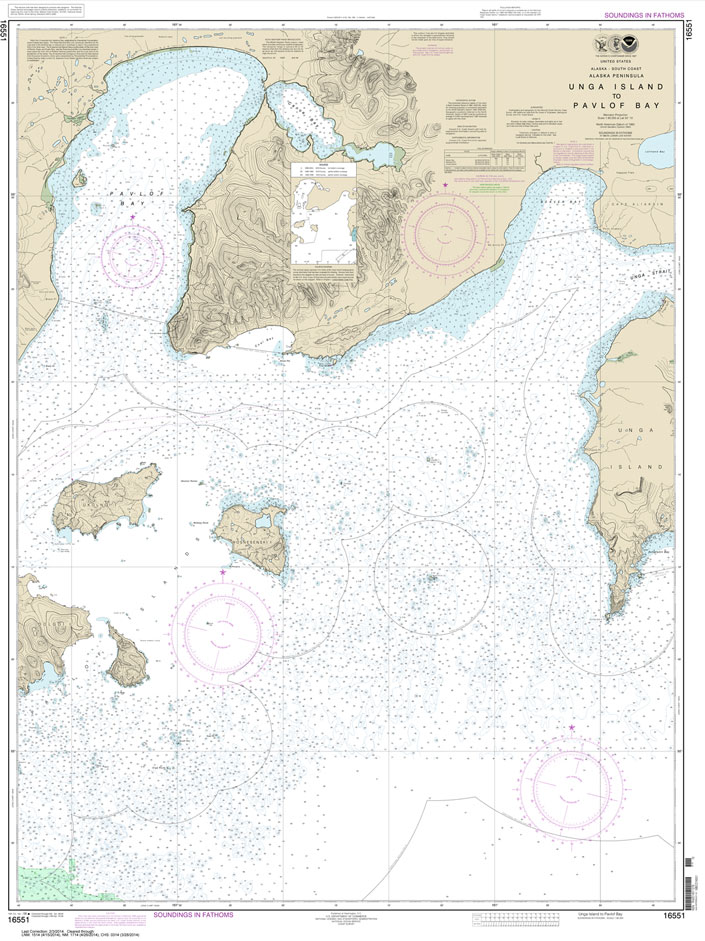 HISTORICAL NOAA Chart 16551: Unga Island to Pavlof Bay: Alaska Pen.
