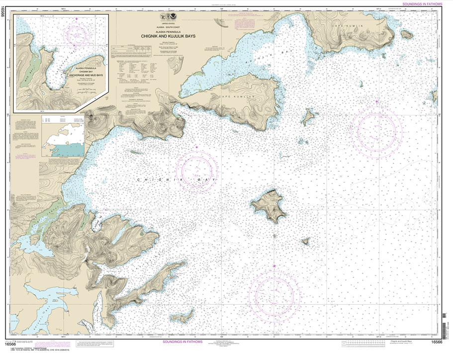 HISTORICAL NOAA Chart 16566: Chignik and Kujulik Bays: Alaska Pen.;Anchorage and Mud Bays: Chignik Bay