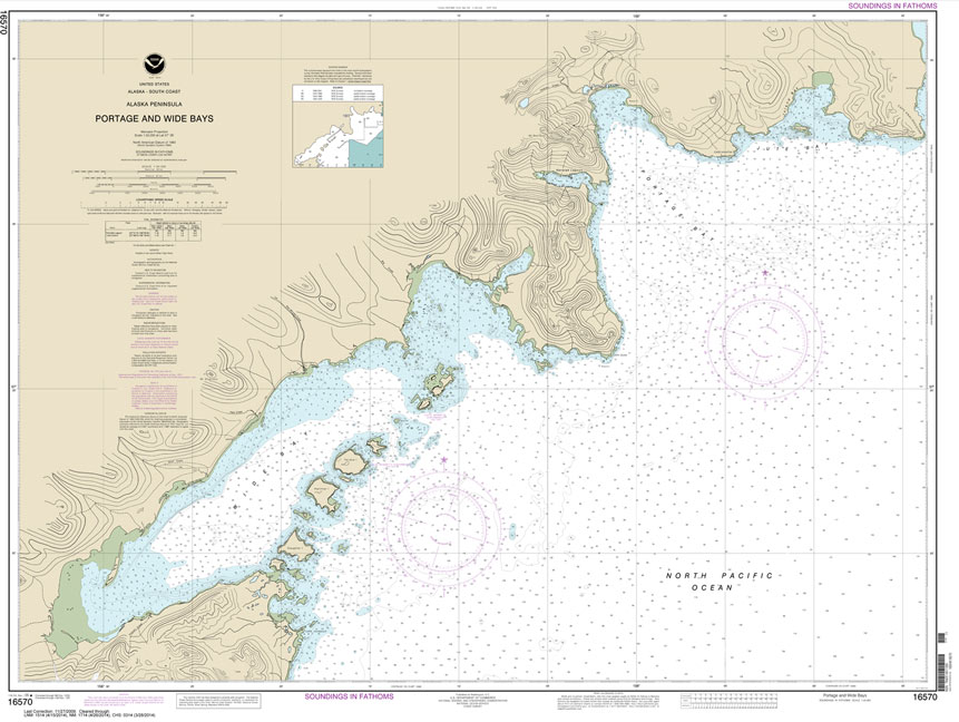 HISTORICAL NOAA Chart 16570: Portage and Wide Bays: Alaska Pen.