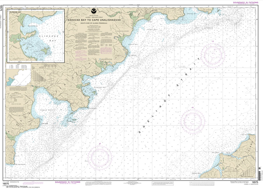 HISTORICAL NOAA Chart 16575: Dakavak Bay to Cape Unalishagvak;Alinchak Bay