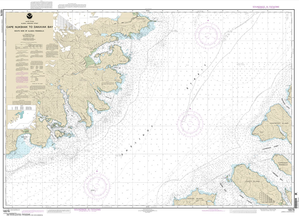 HISTORICAL NOAA Chart 16576: Shelikof Strait-Cape Nukshak to Dakavak Bay