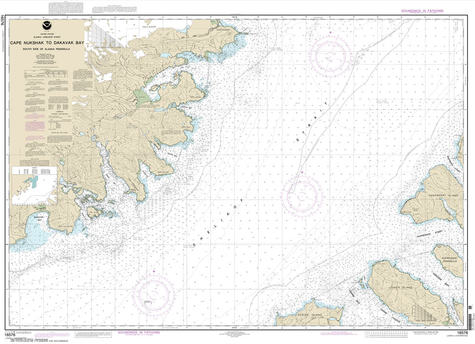 HISTORICAL NOAA Chart 16576: Shelikof Strait-Cape Nukshak to Dakavak Bay