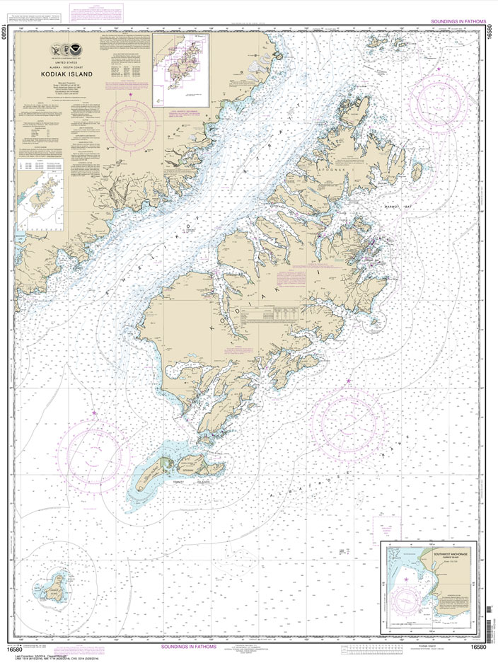 NOAA Chart 16580: Kodiak Island;Southwest Anchorage: Chirikof Island